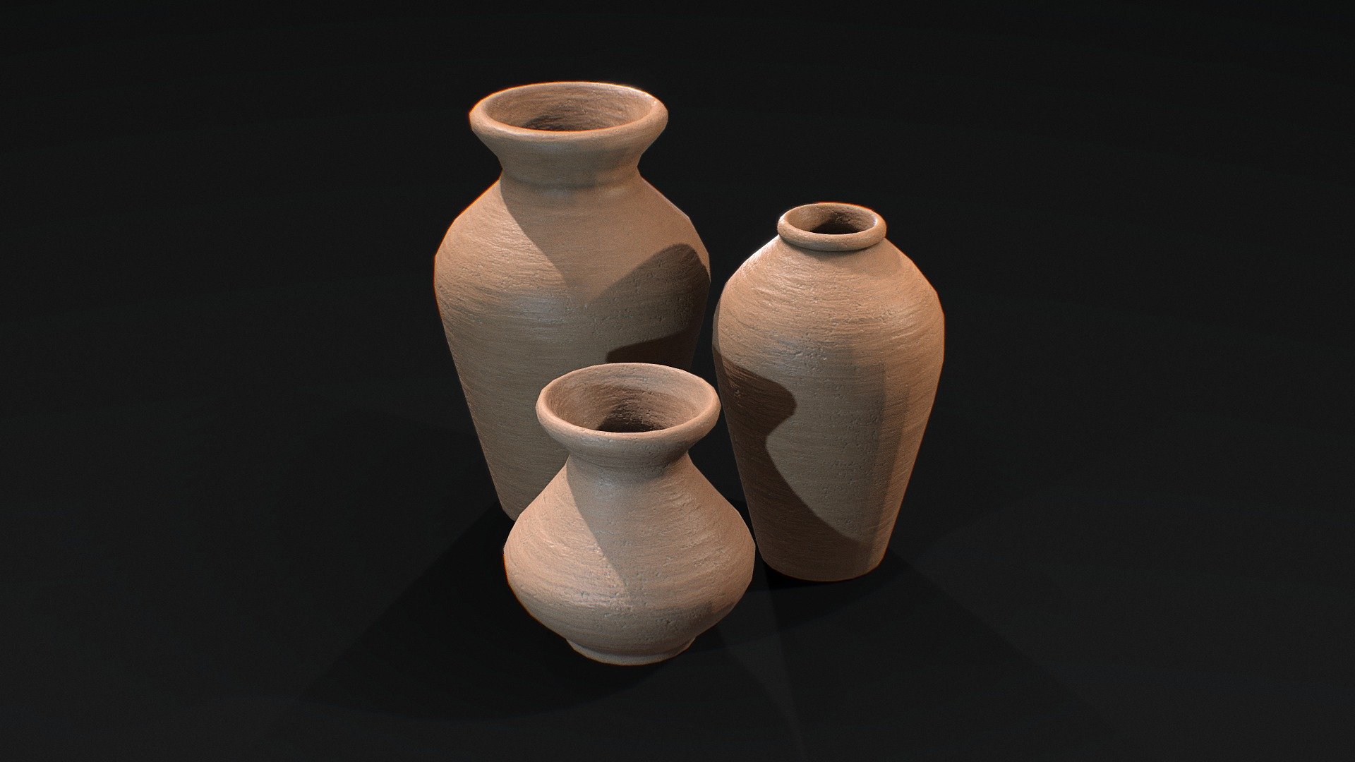 This is a 3d model of clay Pots for using as water vessel. It is can be used as assets for games and other store markets renders.

This model is created in 3ds Max and textured in Substance Painter.

This model is made in real proportions.

High quality of textures are available to download.

Maps include - Base Color, Normal, AO and Roughness Textures 3d model