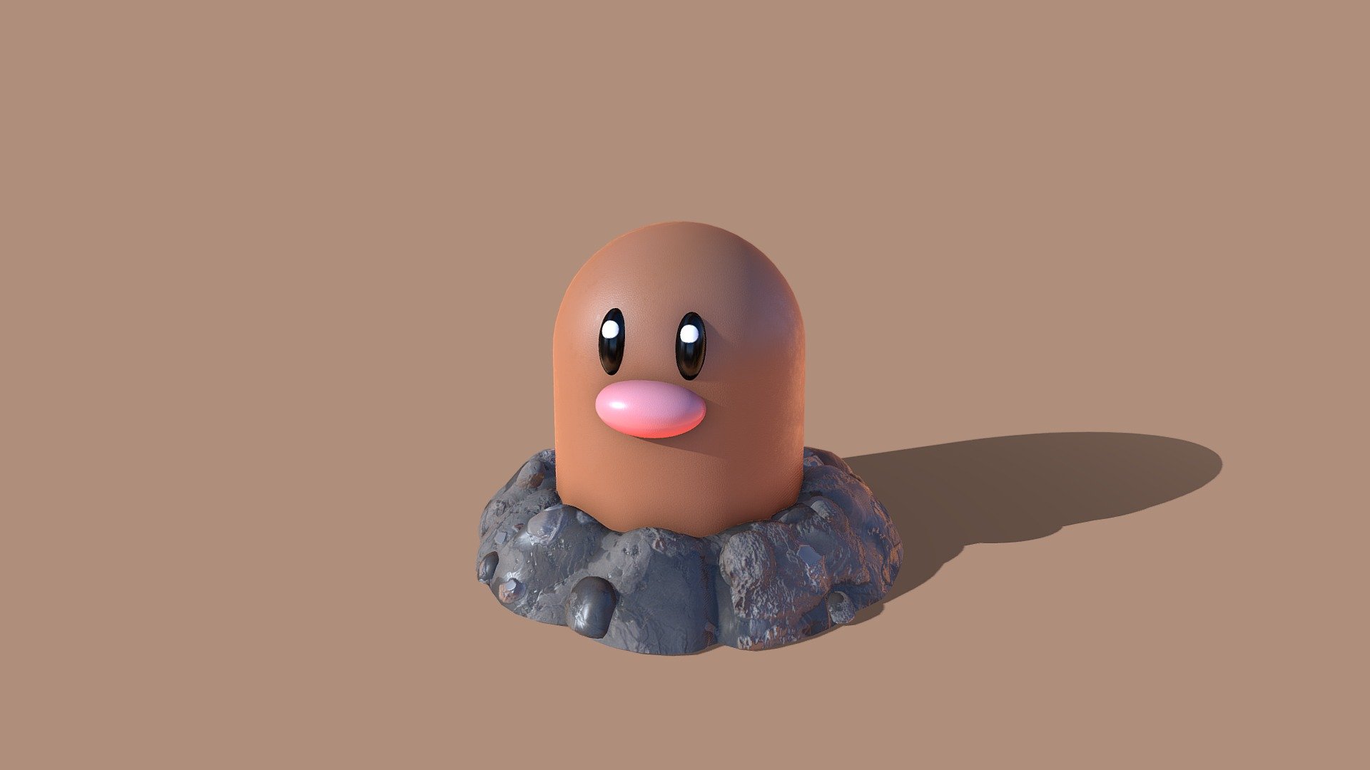 Realistic model of ground Nintendo Pokemon series and videogames Diglett with PBR materials - Diglett Pokemon - Buy Royalty Free 3D model by Cëre Productions (@CereProductions) 3d model