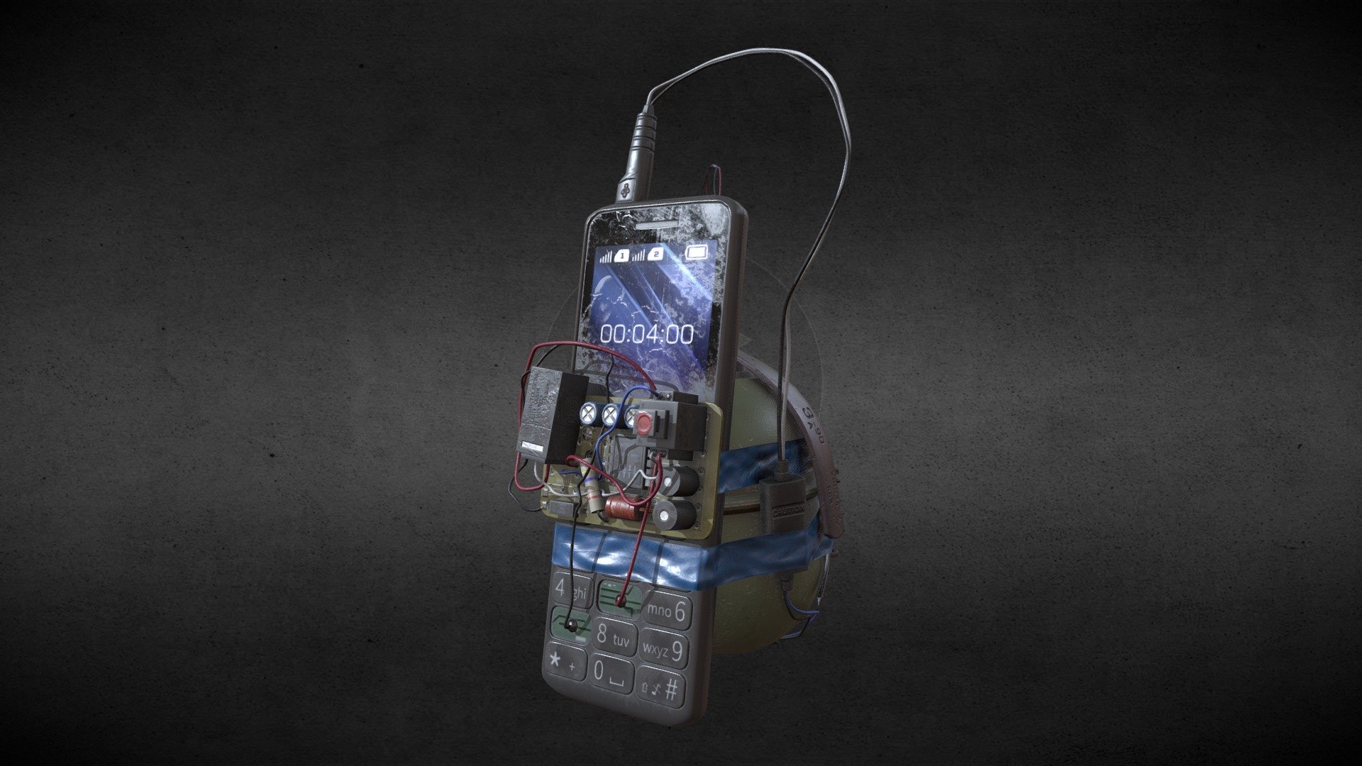 Handmade telephone bomb. Made for PC gaming 3d model