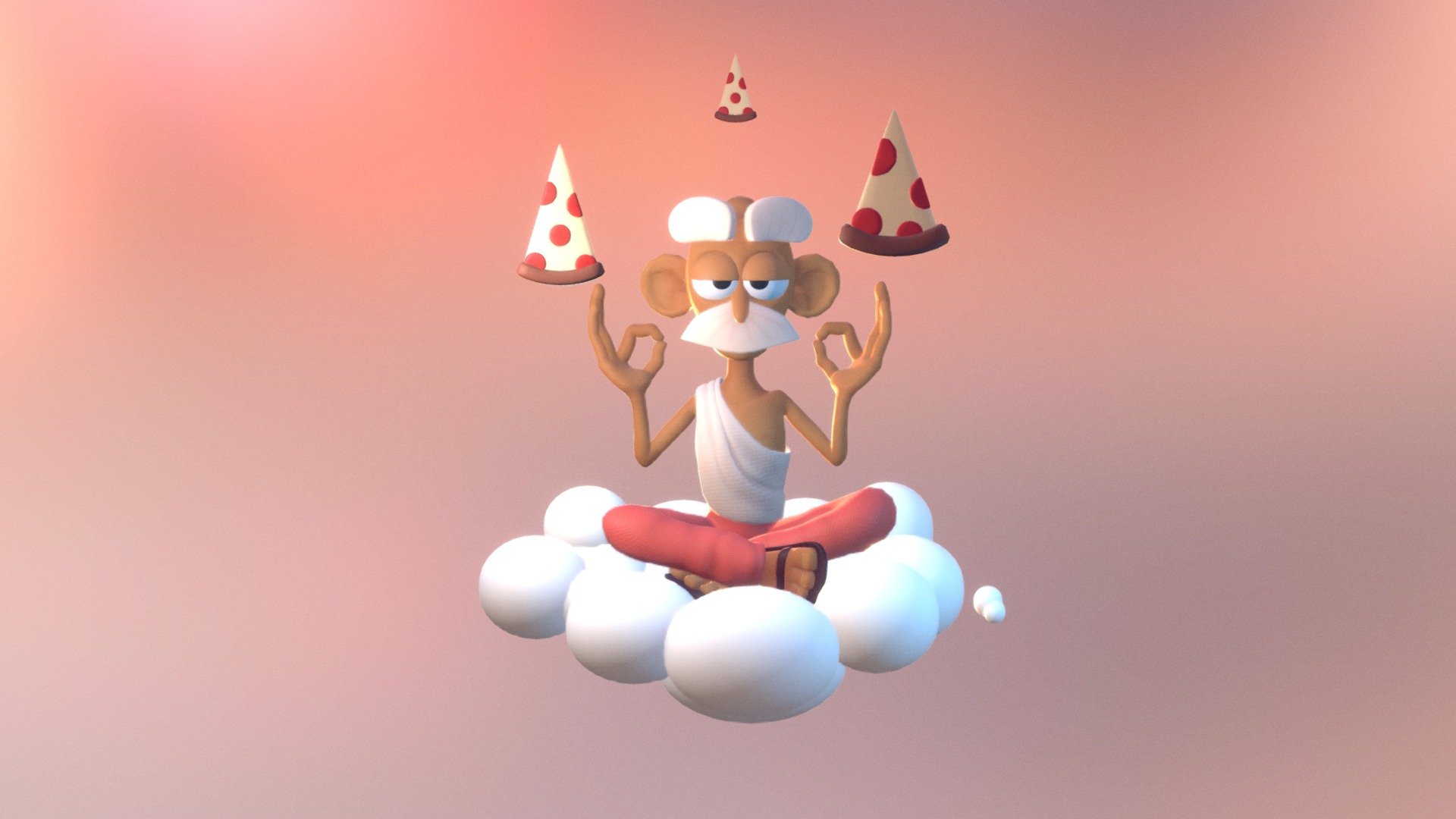 This the Guru of Pizzas, find peace and love eating them 3d model