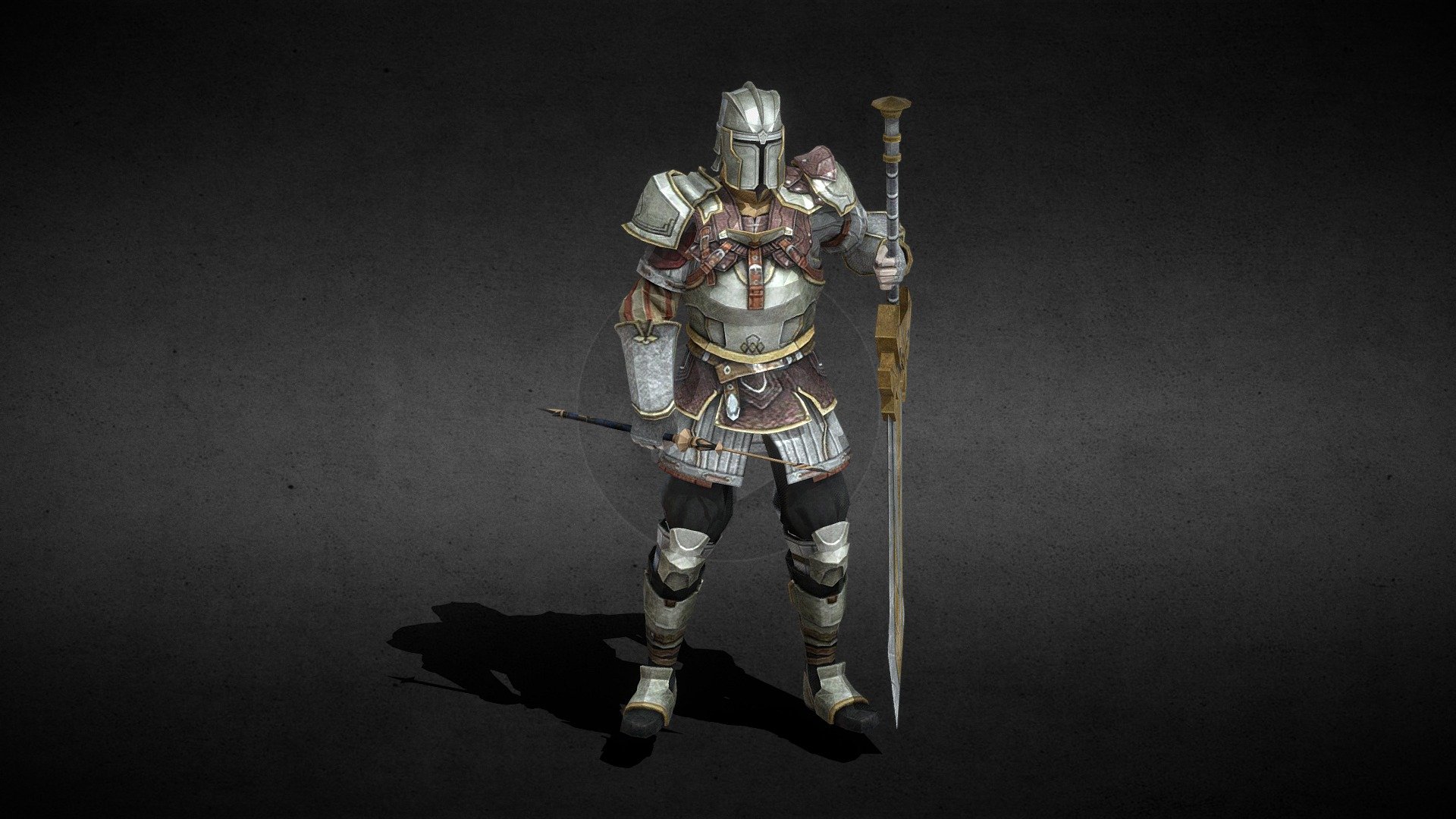A knight based of the living legend set from shadow fight 3

It includes
-Helmet:Valor's headpiece
-Armor:Valor's might
-Greatsword:Ancestors wrath
-Pillum:Obsidian strike - Knight - Download Free 3D model by Shadow Models 3D (@shadowmodels3d) 3d model