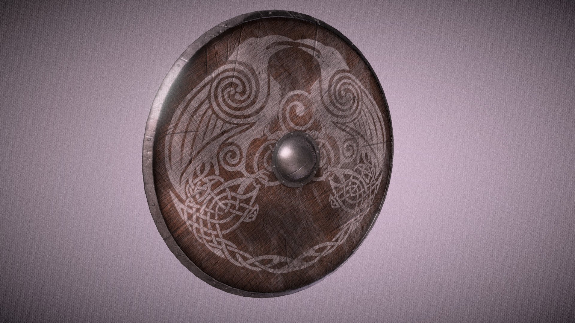 Viking Shield - The symbol shown on the Viking Shield is of The Twin Ravens of Odin 3d model