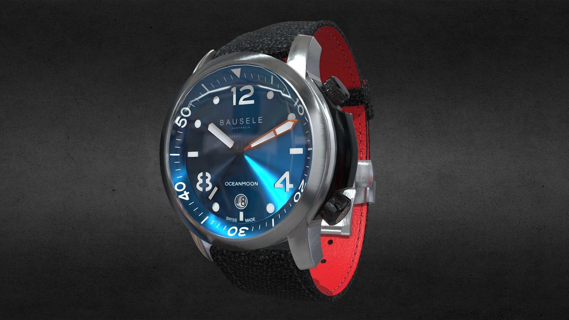 Awesome stainless steel Bausele Blue Oceanmoon Watch․
Use for Unreal Engine 4 and Unity3D. Try in augmented reality in the AR-Watches app. 
Links to the app: Android, iOS

Currently available for download in FBX format.

3D model developed by AR-Watches

Disclaimer: We do not own the design of the watch, we only made the 3D model 3d model