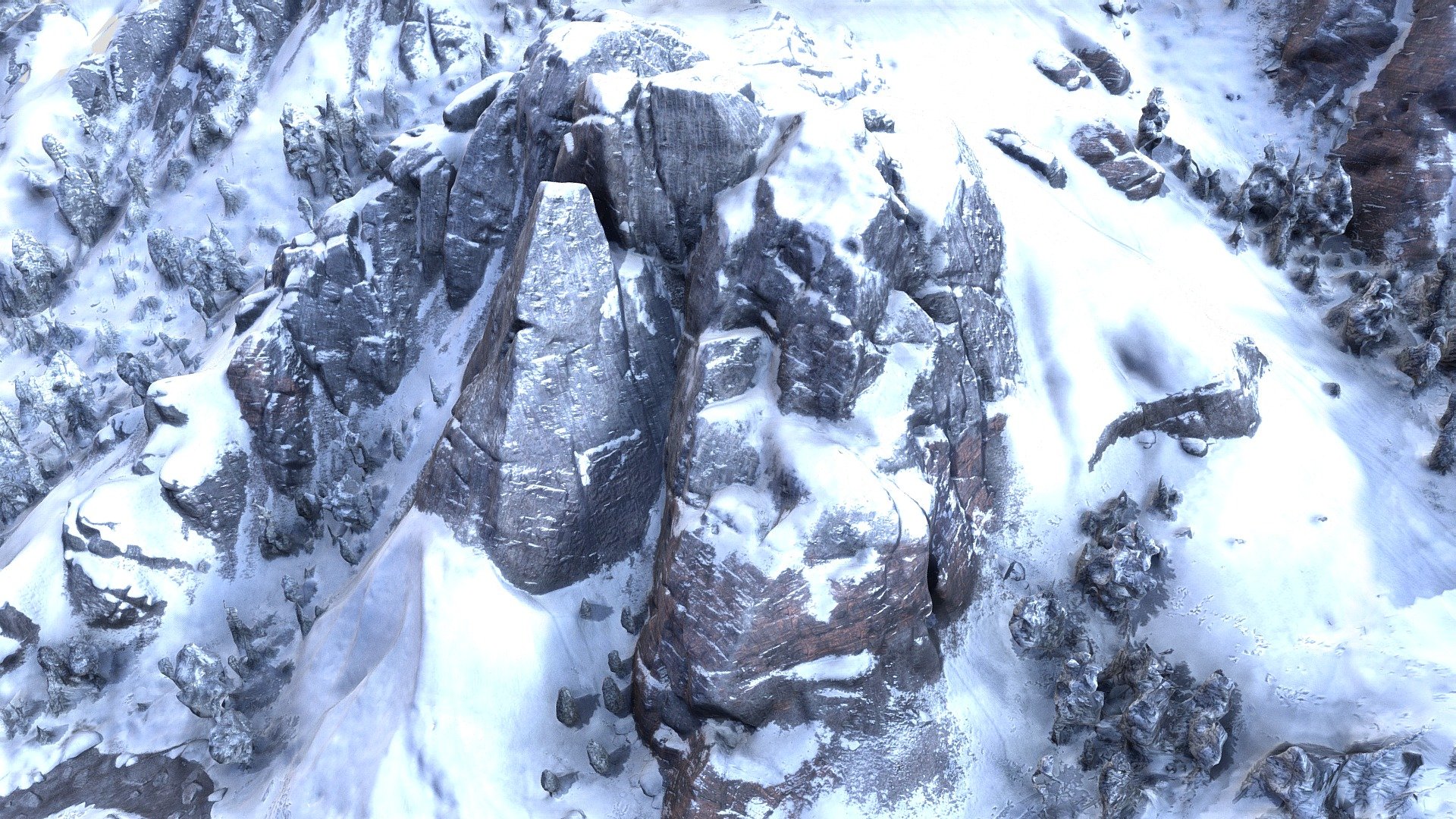 Snowy mountains realistic photoscan - Download Free 3D model by RobenSikk (@RobenSikk_og) 3d model
