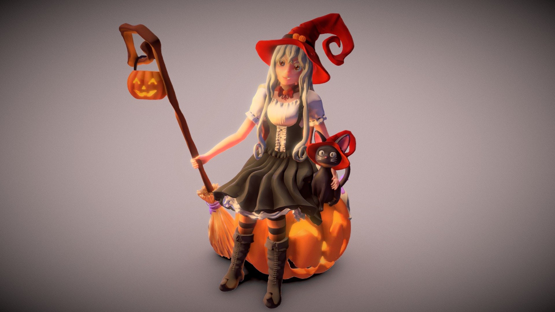 Little witch made for 3D printing. Modeled in Blender 3d model