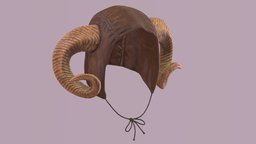 HAT horns, hat, leather, capsule, demon, medieval, aaa, headgear, realistic, hats, game-ready, unreal-engine, ue4, headware, headwear, game-ready-asset, unity, pbr, animal, clothing