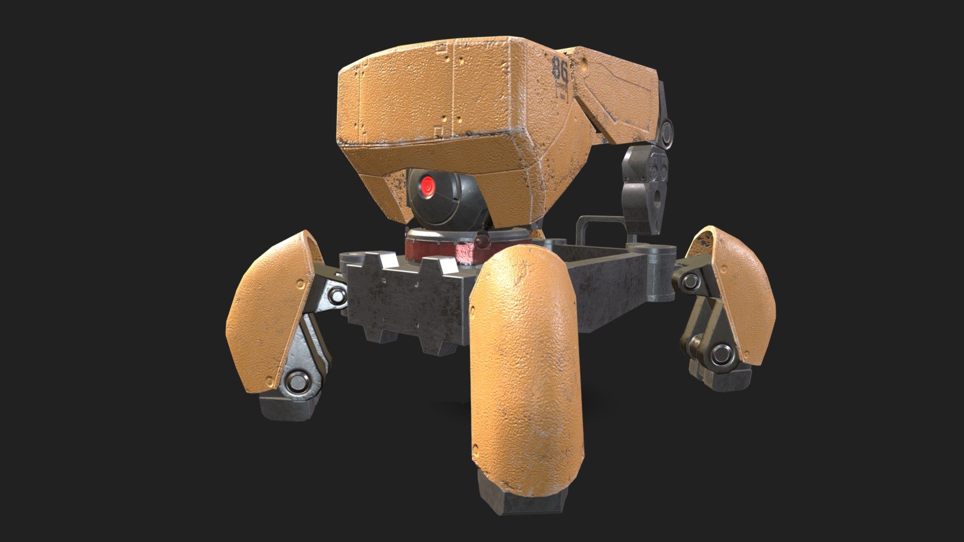 A small mech from the anime called 86 eighty-six. Fido is a Scavenger which providing aid to the team by resupplying ammunition and recharging energy packs, as well as finding and extracting materials from abandoned or destroyed units. Done in Maya and Substance painter 3d model