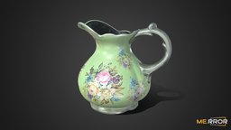 [Game-Ready] Flower Vase topology, european, vase, accessories, antique, classic, jar, ar, floral, photogrammetry, 3dscan, interior, floral-pattern, noai, interioraccessories, waterjar