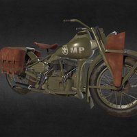 Harley Davidson WLA motorcycle, old, pbs, texture, model, military