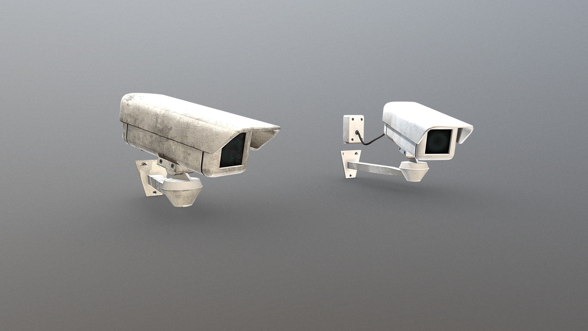 A pair of CCTV cameras, one is dirty and the other is clean.  Handy prop for any exterior environment, or security scene. 

PBT textures @4k - CCTV camera - Buy Royalty Free 3D model by Sousinho 3d model