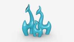 Abstract Animal Ceramic Figurine Set 02 toy, set, figure, porcelain, ceramic, figurine, souvenir, decor, statue, gazelle, 3d, art, pbr, design, animal, decoration, abstract, sculpture