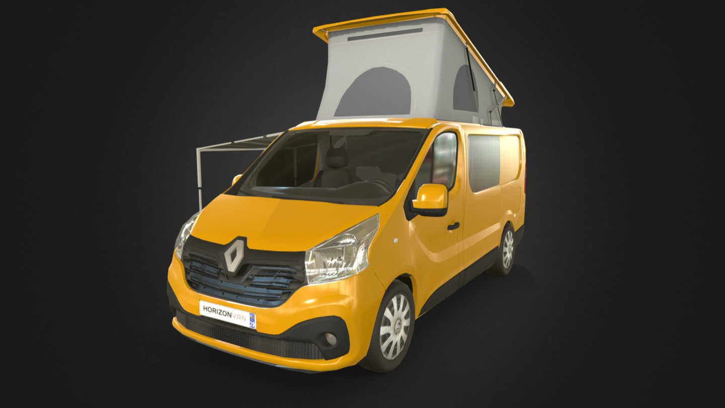 Wanna go camping ? Here is the solution&hellip;
this is a model I have made for a client, it's being used in a realtime web application. (webGL with babylon JS) - Renault Trafic : camping ready ! - 3D model by Kiwimage 3d model
