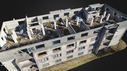 Abandoned Apartment Building with no roof abandoned, ruins, soviet, apartment, wasteland, russia, eastern, old, ussr, latvia, 3d, scan, building