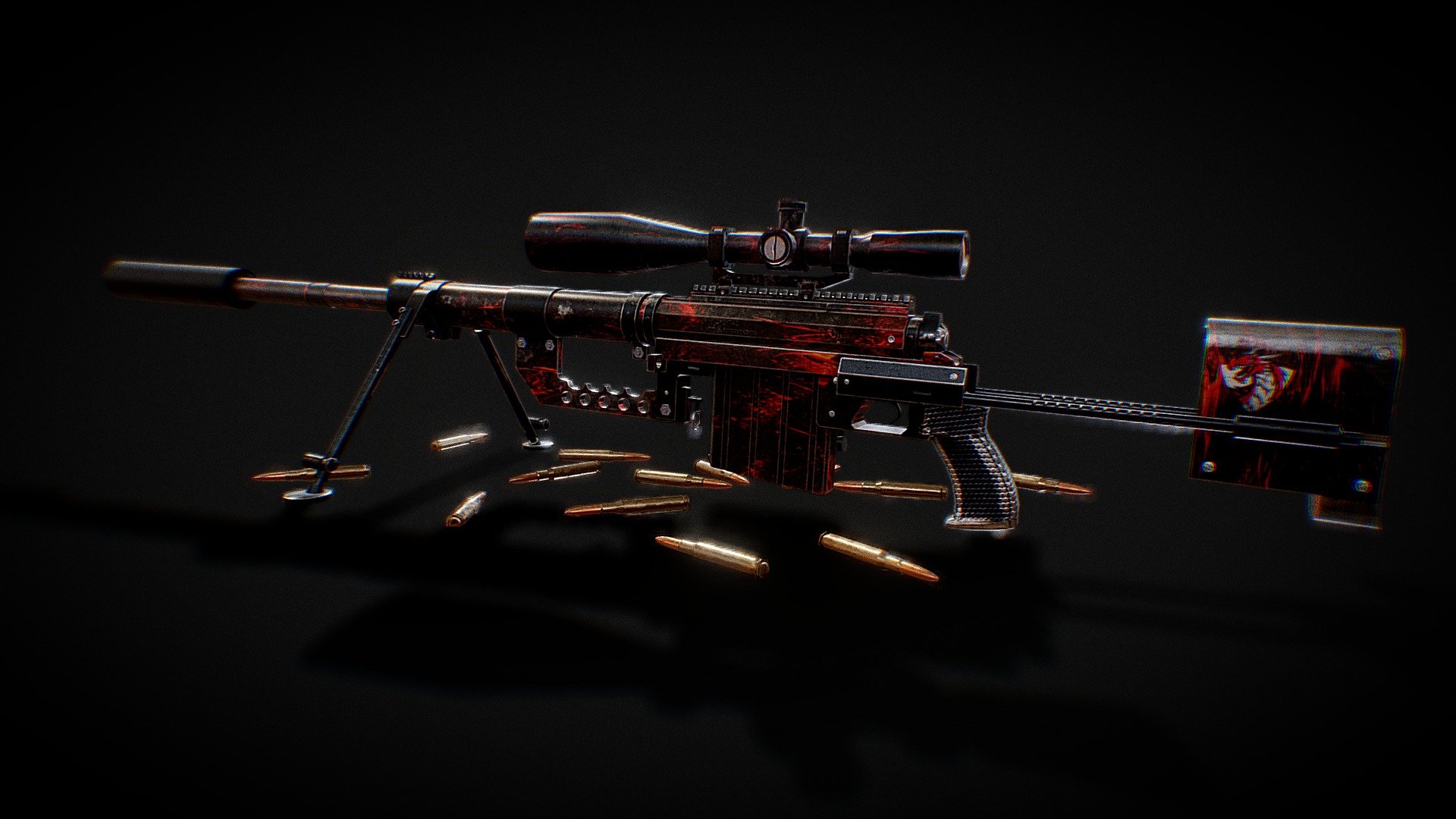 Cheytac M200 Intervention, American bolt-action sniper rifle
Modeling in Blender
Texturing in Substance Painter - Cheytac M200 - Fire Skinned - 3D model by Yosapat Panutyotin (@Matcha.Tea) 3d model