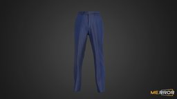 [Game-Ready] Navy Striped Suit Pants Slacks suit, topology, style, fashion, pants, stylish, ar, fabric, striped, casual, slacks, low-poly, photogrammetry, lowpoly, 3dscan, gameasset, basic, navy, gameready, casual-fashion, noai, fahsion-scan