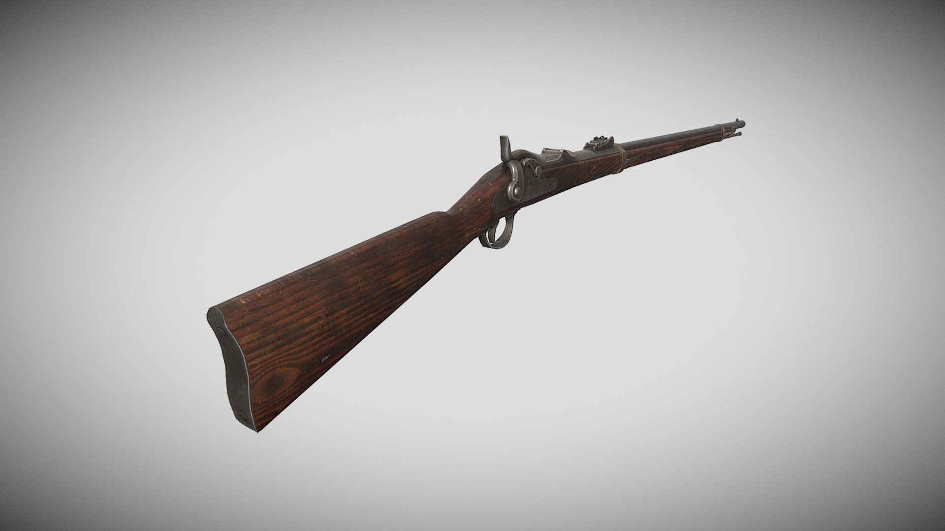 My links: https://linktr.ee/blueorchid3d

Model history:

The Springfield Model 1873 was the first standard-issue breech-loading rifle adopted by the United States Army (although the Springfield Model 1866 had seen limited issue to troops along the Bozeman Trail in 1867). The gun, in both full-length and carbine versions, was widely used in subsequent battles against Native Americans. 

Materials:





Stock




MetalParts



All material are PBR 4K resolution:





Diffuse




AO




Normal




Roughness




Metallic


 - Springfield M1873 - 3D model by BlueOrchid3D 3d model