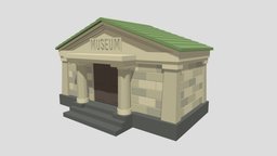 Museum other, exterior, roof, column, print, museum, printable, architecture, lowpoly