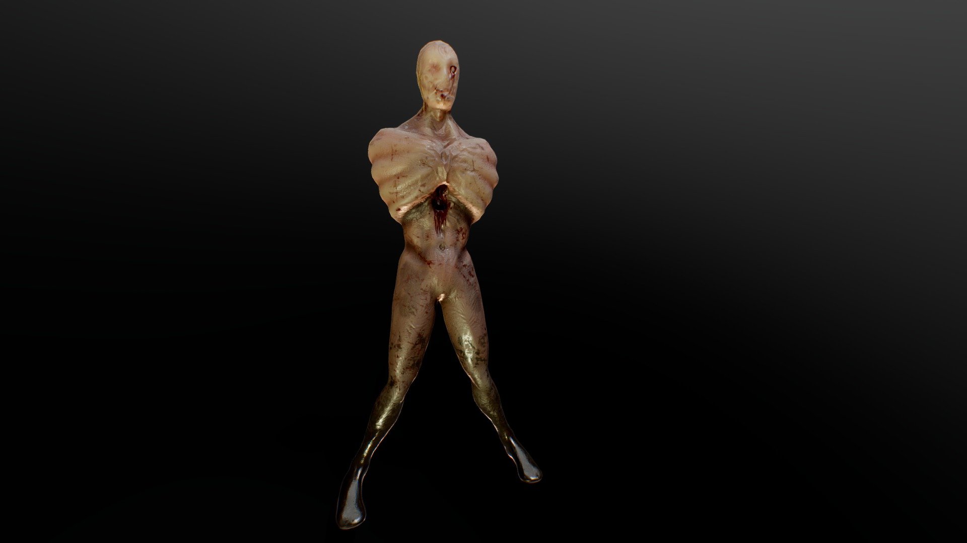 Thought I'd try and recreate the &lsquo;Lying Figure' from Silent Hill 2 as I have been playing back through the series recently.
I think it has gone pretty well, I found the animation tough as it isn't my strongest point at the moment.
Uses PBR Metallic-Roughness textures 3d model