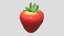 Strawberry Low Poly PBR Realistic plant, food, fruit, red, cream, vr, ar, sugar, strawberries, berry, sweet, sweets, strawberry, frutilla, strawberrys, fruitcake, asset, game, 3d, low, poly, berrie