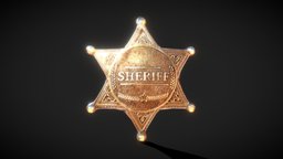 Sheriff Badge police, accessories, cowboy, star, badge, sheriff, wildwest, old-west, rusty-metal, gold, sheriff-badge, star-badge, police-badge