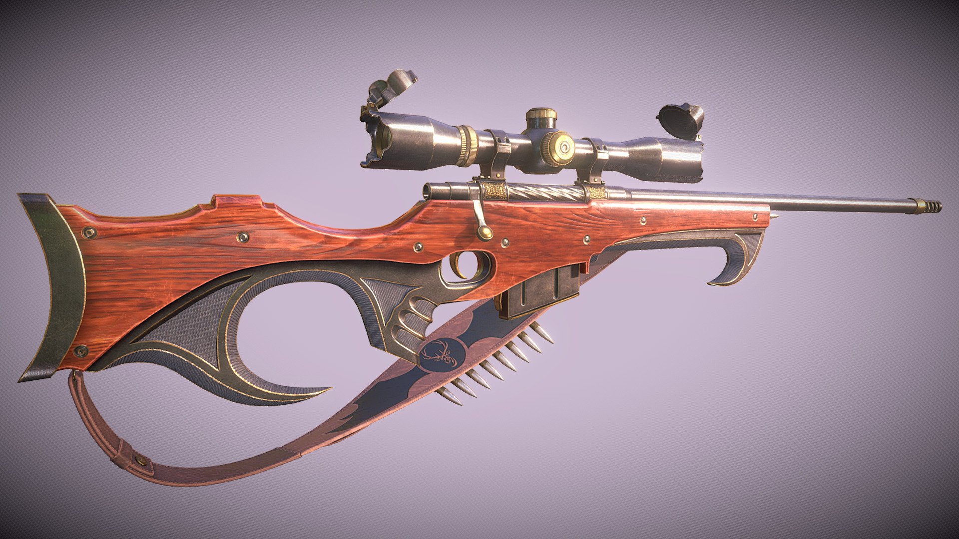 It's been a while since my last model because i took part of an internship at AlteregoGames. and after that i had a big school project. I had alot of spare time during my summerbreak and i also wanted to make a gun/rifle for the longest time. So i decided to make my own Sniper rifle in a realistic style. Enjoy! 

You can also check out some renders to have a better look:

https://www.artstation.com/artwork/yJWxy5 

Specs: 

Basegun and leather textures are 4k (you can downscale for ingame use) the rest of the textures are 2k

21 meshes (for baking, but you can merge everything for rigging)

Working bolt system for animation 

5 Texture sets for high quality textures

Optimized mesh for game engine

Not rigged / Animated

Includes the following files:


Blender Project file
Substance Painter Project file
Photoshop files for specific custom alpha's
 - Elegant Sniper Rifle - Buy Royalty Free 3D model by Mitchell Bekke (@MitchellBekke) 3d model