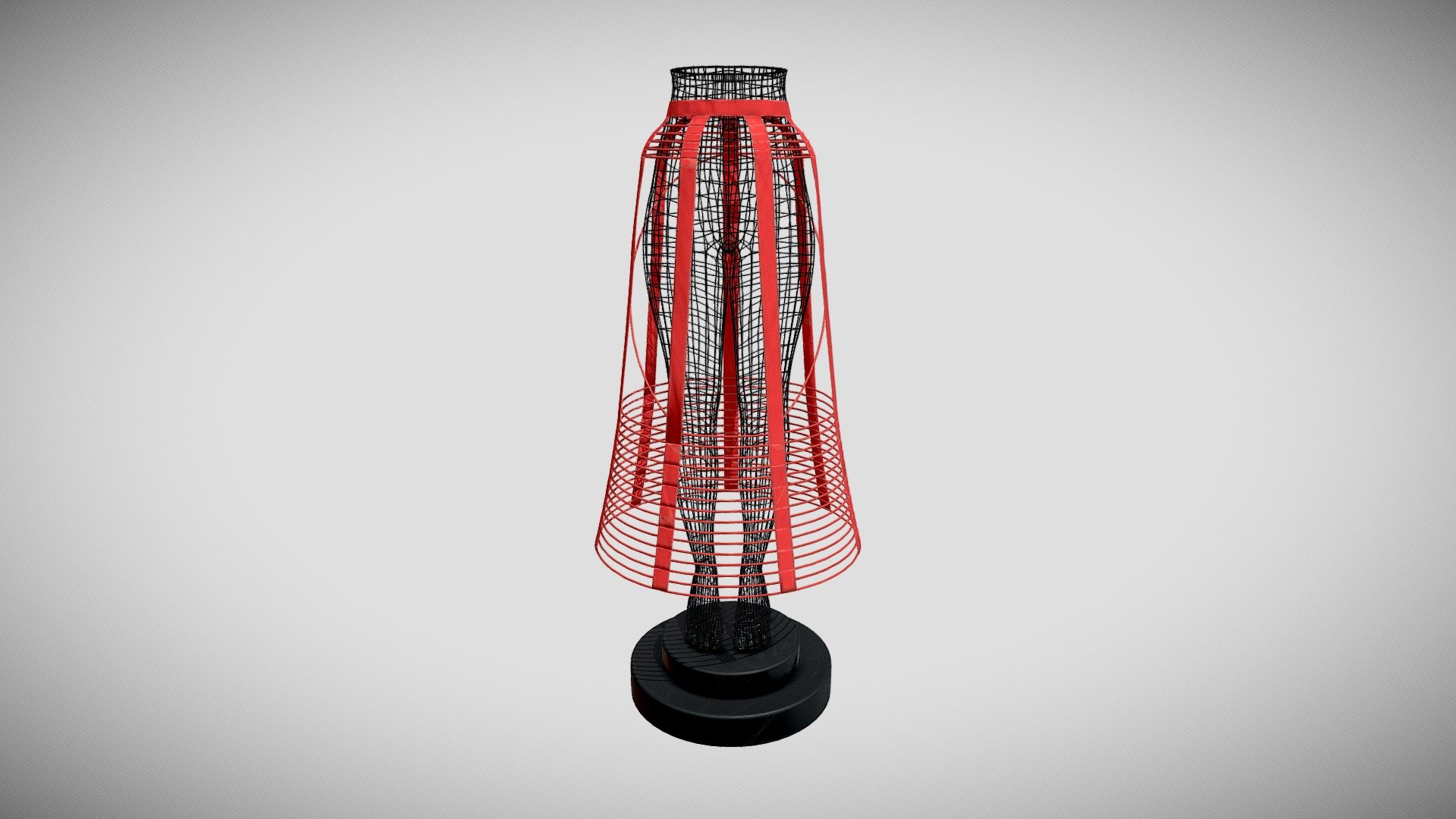 The 3D model presents a digital reconstruction of a historical crinoline - a special framework used to expand the fullness of the skirt in the mid 19th century. The crinoline is presented in a historical patent (U.S. Patent № 105124). It has 21 hoops and 7 ribbons. A new method of parameterisation was applied to reproduce the shape and construction of the hoops, ribbons and belt (for further details see https://doi.org/10.1080/00405000.2019.1621042). The authors of the 3D model are

Aleksei Moskvin https://independent.academia.edu/AlekseiMoskvin

Mariia Moskvina https://independent.academia.edu/MariiaMoskvina

(Saint Petersburg State University of Industrial Technologies and Design)

DOI: http://dx.doi.org/10.13140/RG.2.2.11733.35049

The authors thank Prof. Victor Kuzmichev from Ivanovo State Polytechnic University for his important contribution to this reconstruction 3d model