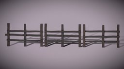 Old fence fence, rail, wooden, medival, barrier, enclosure, middle, old, age, middleage, asset, game, lowpoly, low, poly, gameasset, wood