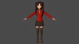 T pose rigged model of Rin Tohsaka
