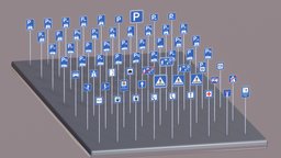 Richtzeichen 1 (Neu) game-ready, traffic-signs, urban-planning, verkehr, stadtplanung, road-sign, software-service-john, vis-all-3d, 3dhaupt, german-traffic-signs, directional-signs, low-poly, blender3d
