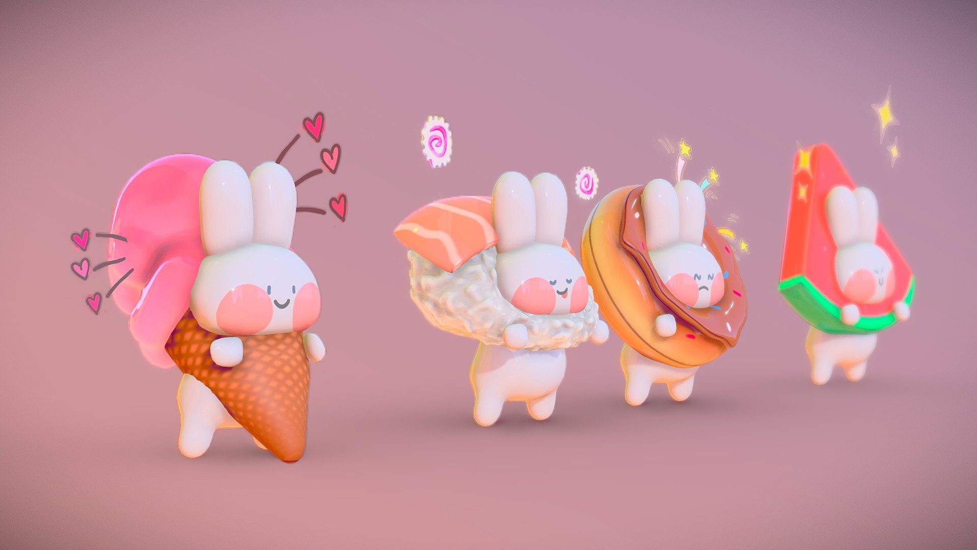 kawaii bunnies
inspired by this little cuties
 - Bunny - 3D model by naira001 3d model