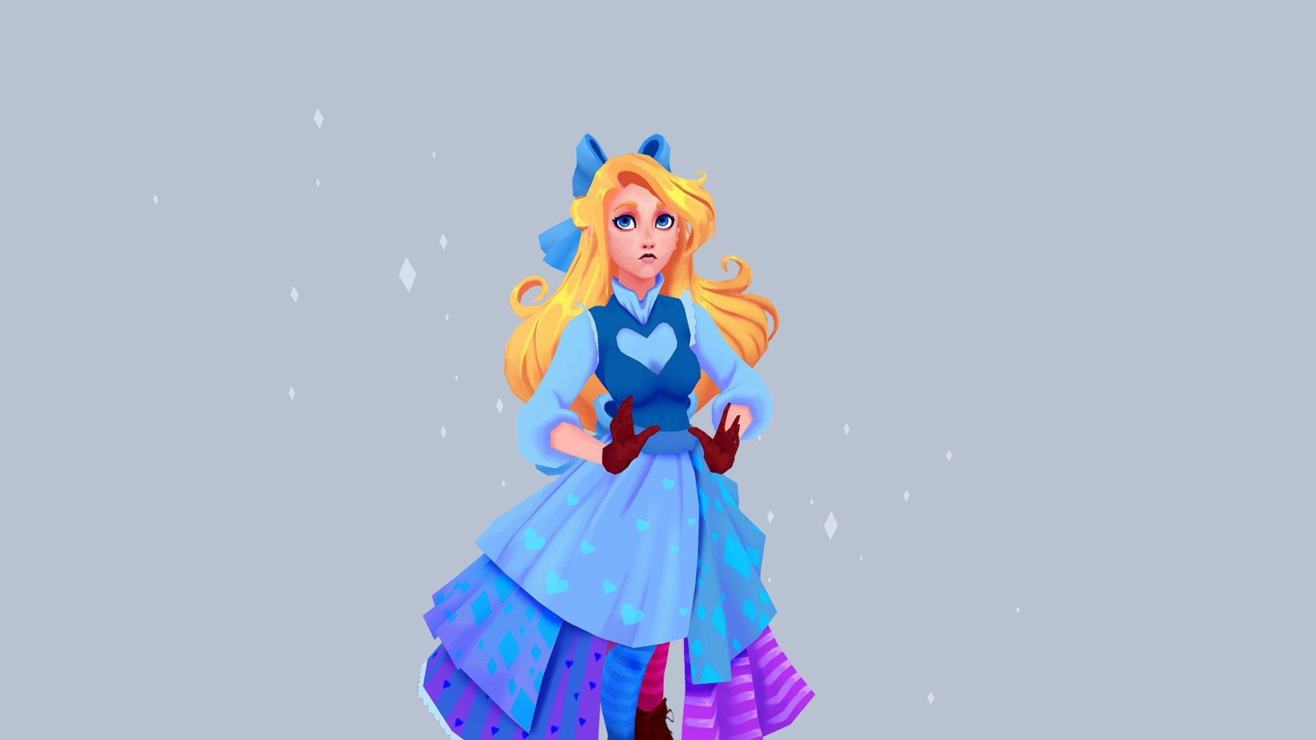 Created Alice for Polycount Bi-Monthly Character Art Challenge | April - May 2019.  Based on concept by Patrycja Wójcik.

Started from initial sculpt in zbrush and created lowpoly model in Blender 2.8-Beta.  Handpainted with a single layer in blender with some edits afterwards in gimp.

More images and information available on my artstation page: https://www.artstation.com/donengland - Alice - Polycount Character Challenge - 3D model by donenglandart 3d model