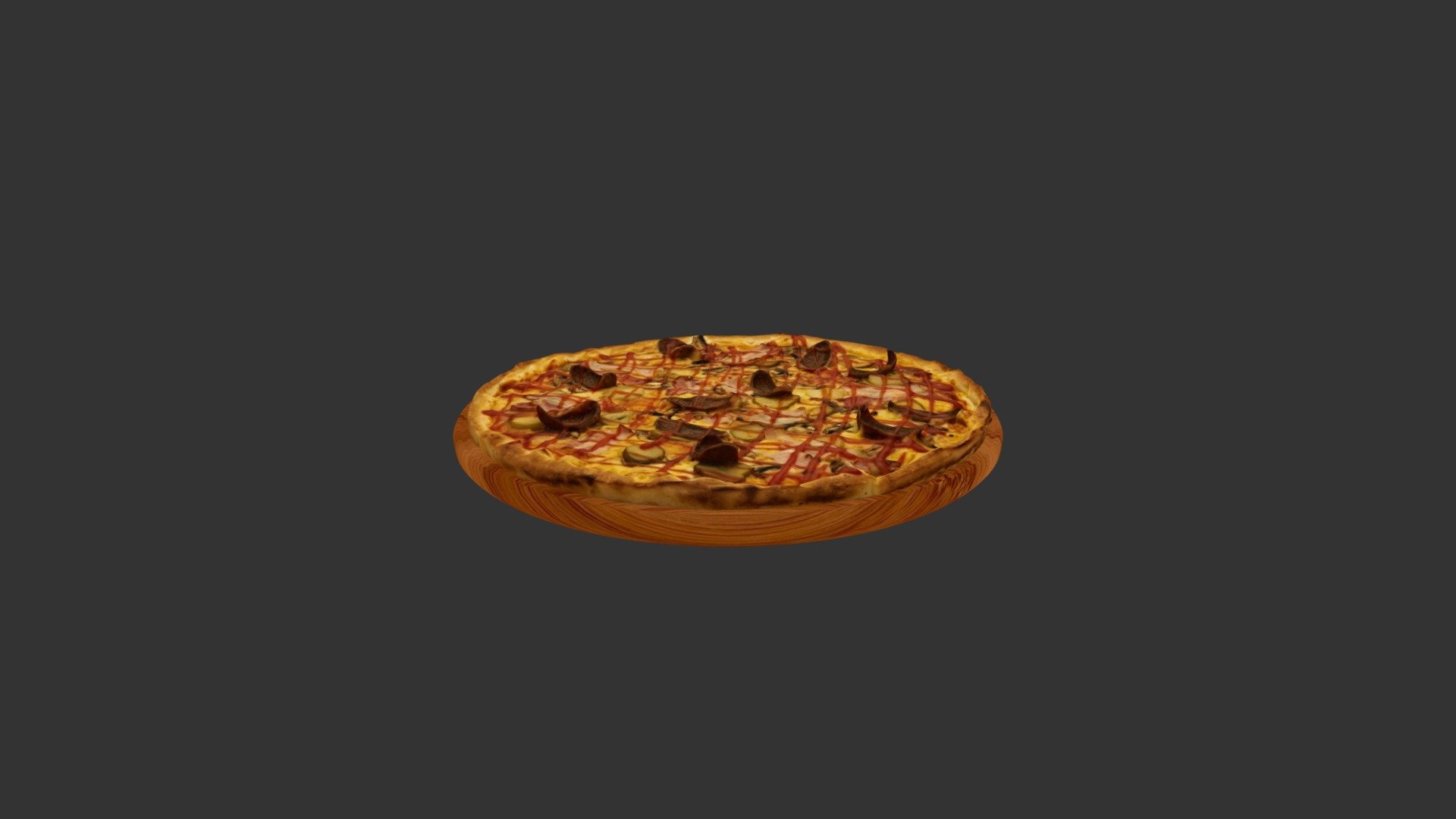 Cucumber Cheese Meat Tomato Pizza - 3D model by alex.alexandrov.a 3d model
