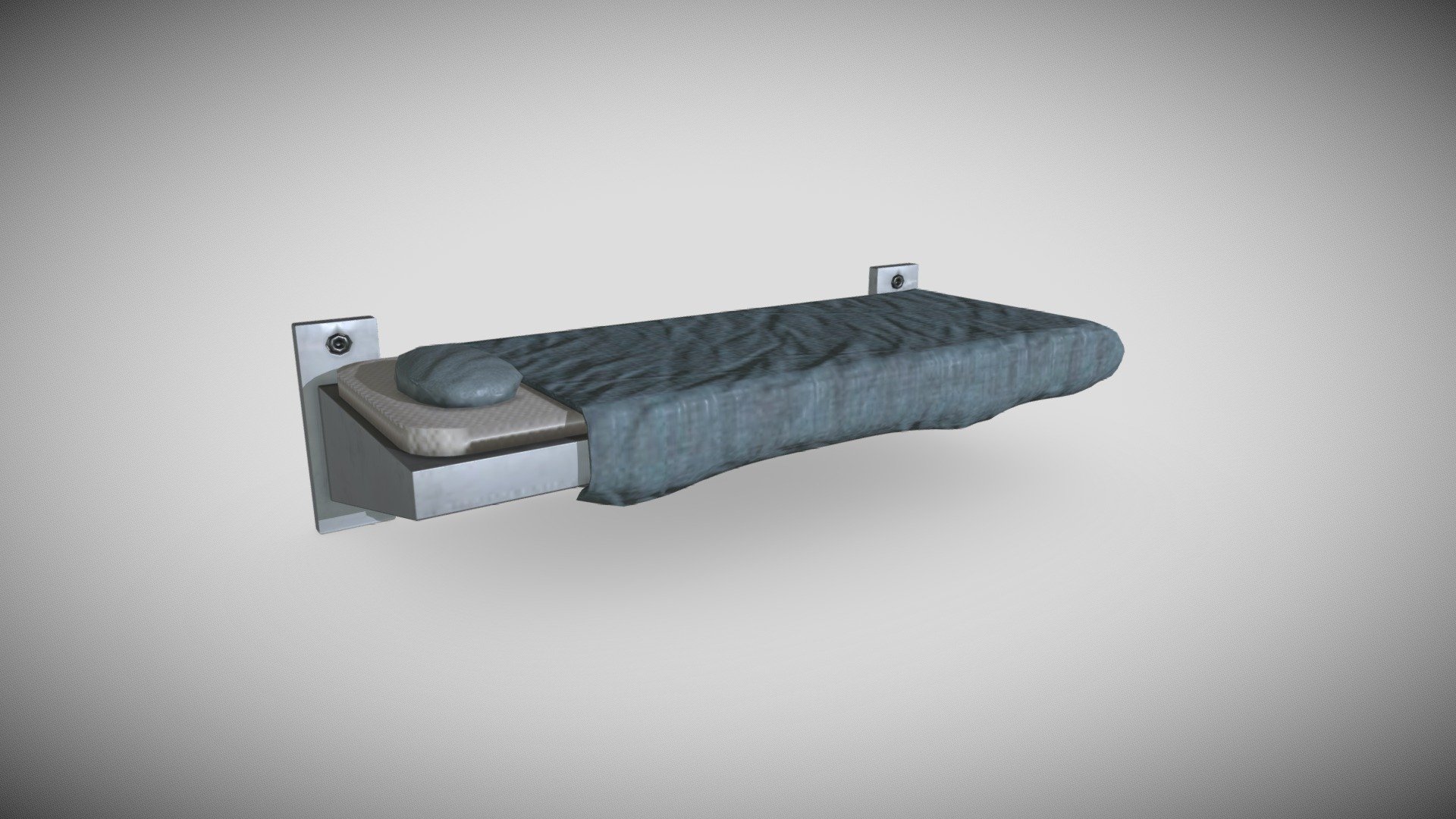 You can support me on my boosty - https://boosty.to/chuzzz3d  

Looking for a job  you can write me on Arstation about the order. 

Artstion: https://www.artstation.com/danilsamoylov3 

This is the model of prison bed.

FBX format

With Height, Metalic, Roughness and Normal maps textures.

Low Poly - Game Ready

Polygons 3076

Verts 1602

Textures maps 512x512

Created with Blender, RizomUV, Substance painter.
 - Prison Wall Bed - Download Free 3D model by chuZz 3d model