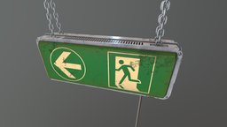 Emergency Escape Lighting sign, emergency, escape, exit, substancepainter, substance, light