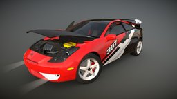Toyota Celica T230 speed, vinyl, toyota, og, tuning, celica, perfomance, vehicle, lowpoly, design, mobile, racing, car, interior, gameready