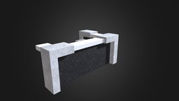 Black and Grey Reception Desk D Model cube, office, room, hotel, grey, desk, concrete, hospital, waiting, motel, reception, cubic, appointment, stone, interior, black