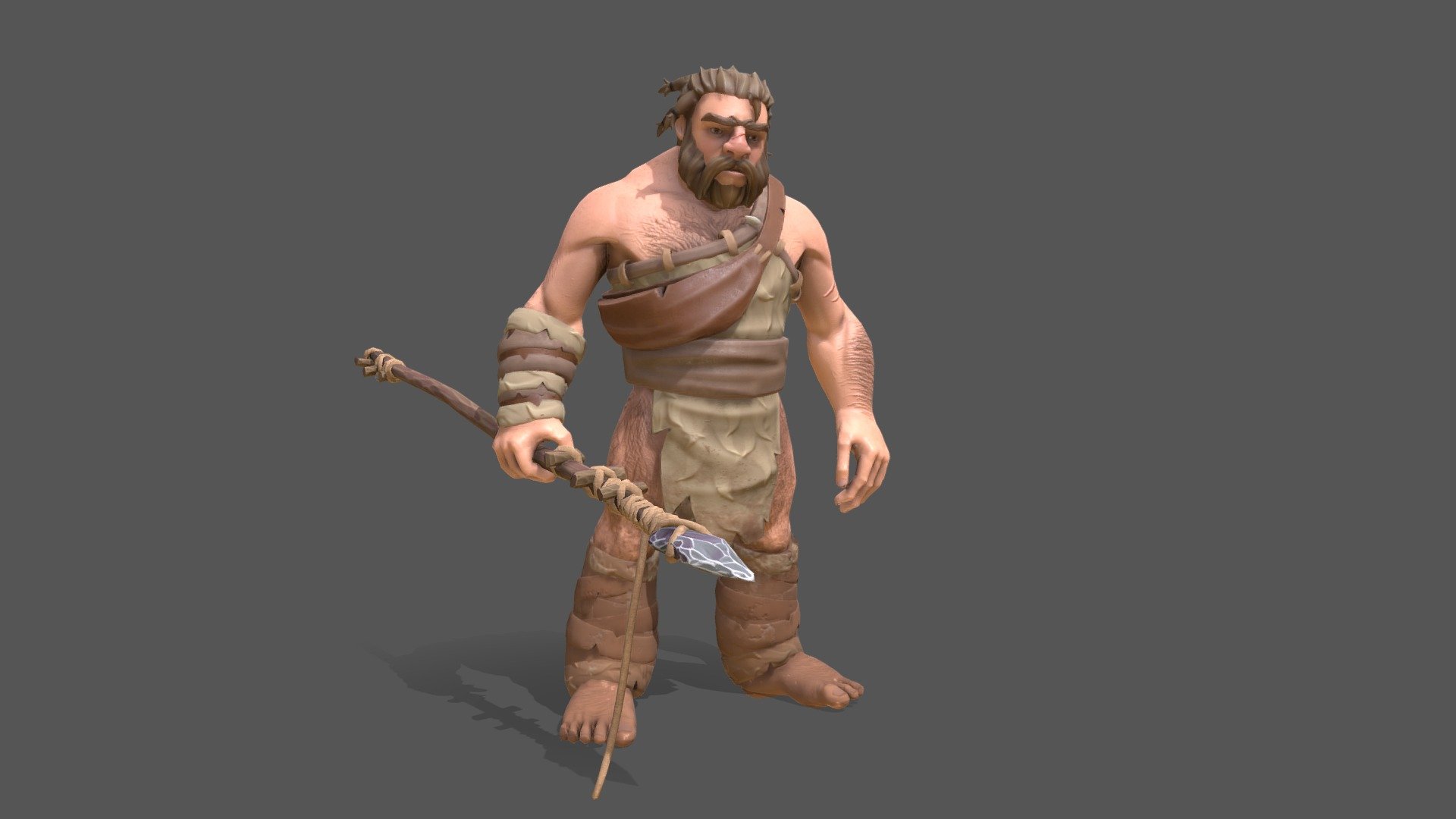 Caveman character created as part of a game project with some friends. He was made in ZBrush where I also retopologised before sending him over to 3ds Max to unwrap and pack the UV's and he was textured in Substance Painter.

https://www.artstation.com/owenedwards - Caveman - 3D model by OwenEdwards (@noonesaidwords) 3d model