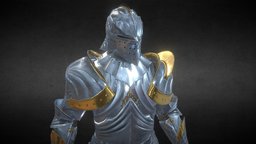 Silver Dragon Knight armor, realtime, gothic, character, 3d, texture, rigged, knight