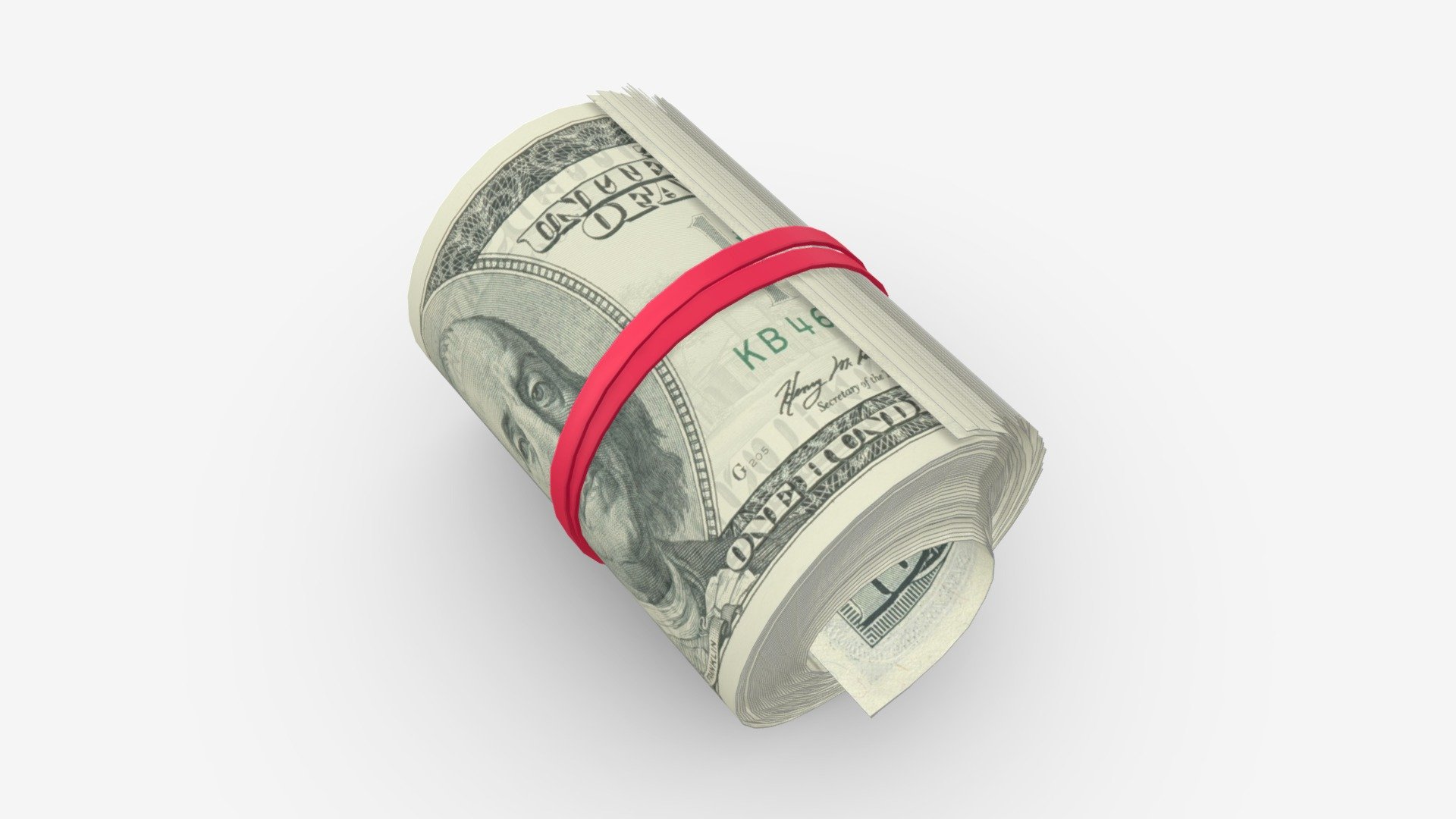 American dollars roll tied with rubbers - Buy Royalty Free 3D model by HQ3DMOD (@AivisAstics) 3d model