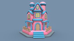 Candy Stylized House cute, assets, prop, pink, candy, stylized-environment, gameasset, house, stylized, gameready