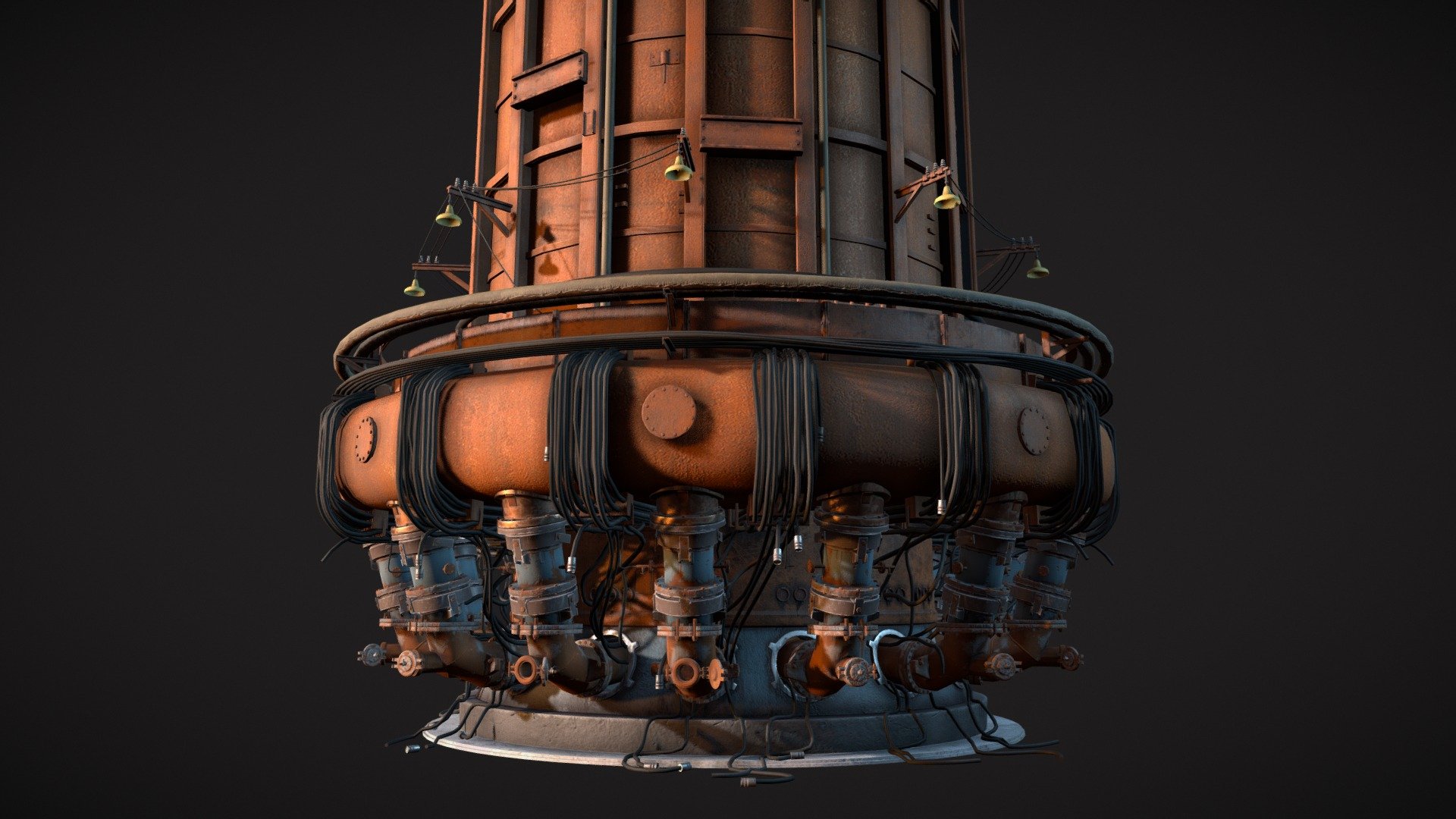 This model was the centrepiece of a scene I made. 

You can also see the progress on http://polycount.com/discussion/195696/ue4-wip-the-old-factory#latest - The Blast Furnace - 3D model by Verstraete Simon (@verstraete.simon) 3d model