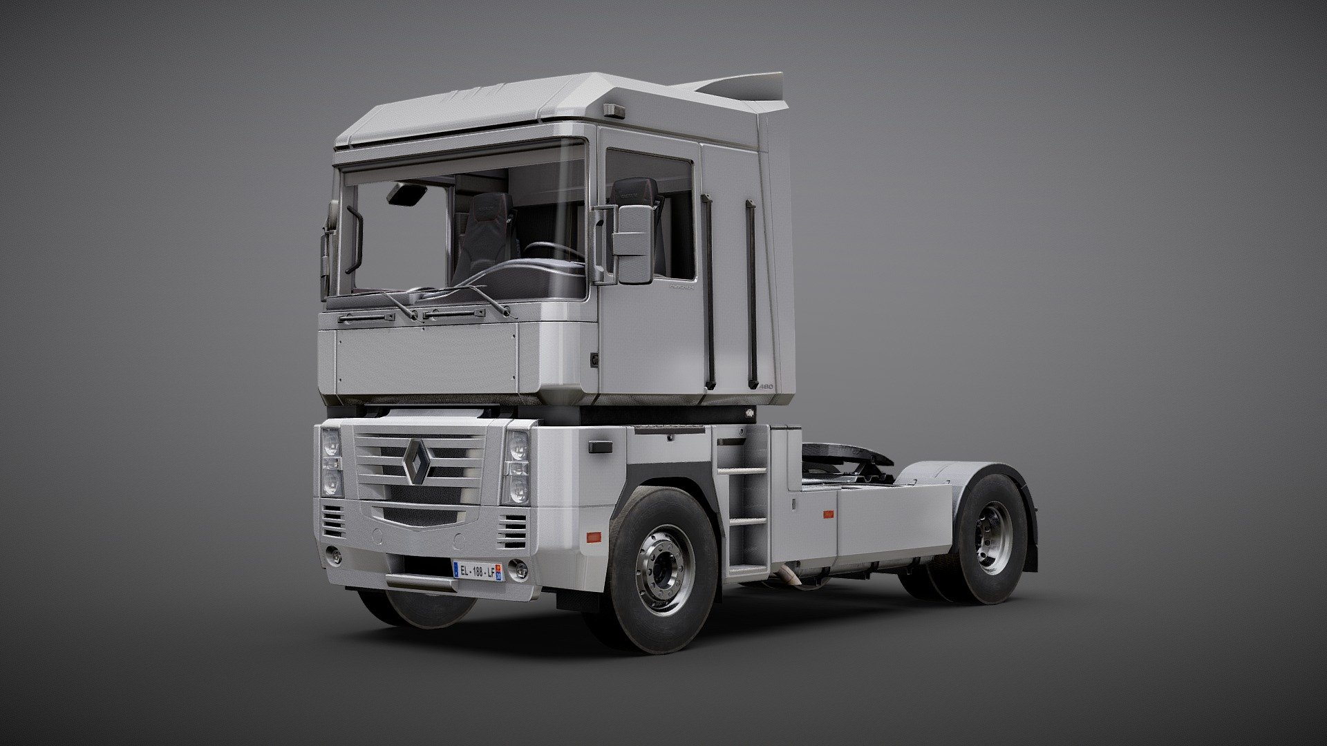 This is a Renault Magnum from 2002 with a 480hp Mack Engine.

It’s a Game ready mesh modeled with Blender and textured with Substance Painter and Photoshop.

Technical details

There is the .blend, .fbx and .obj files

14x Materials for Exterior &amp; Cabin. (You can choose the color you want for the truck paint.)

55x PBR 2K textures (Albedo, Metalness, Roughness, Normal &amp; AO)

240k Triangles

130k Vertices

Model completely unwrapped &amp; fully textured.

Model scaled to the real size vehicle.


For additional support, please feel free to contact me— I am happy to help out!

Please do not sell, repackage, or otherwise redistribute the product without my permission.

Please consider crediting me and/or linking to my ArtStation on works using this product.

You like the model? Don’t hesitate to let met a review ! :) - 2002 Renault Magnum - Buy Royalty Free 3D model by MaximePages (@pagesm) 3d model