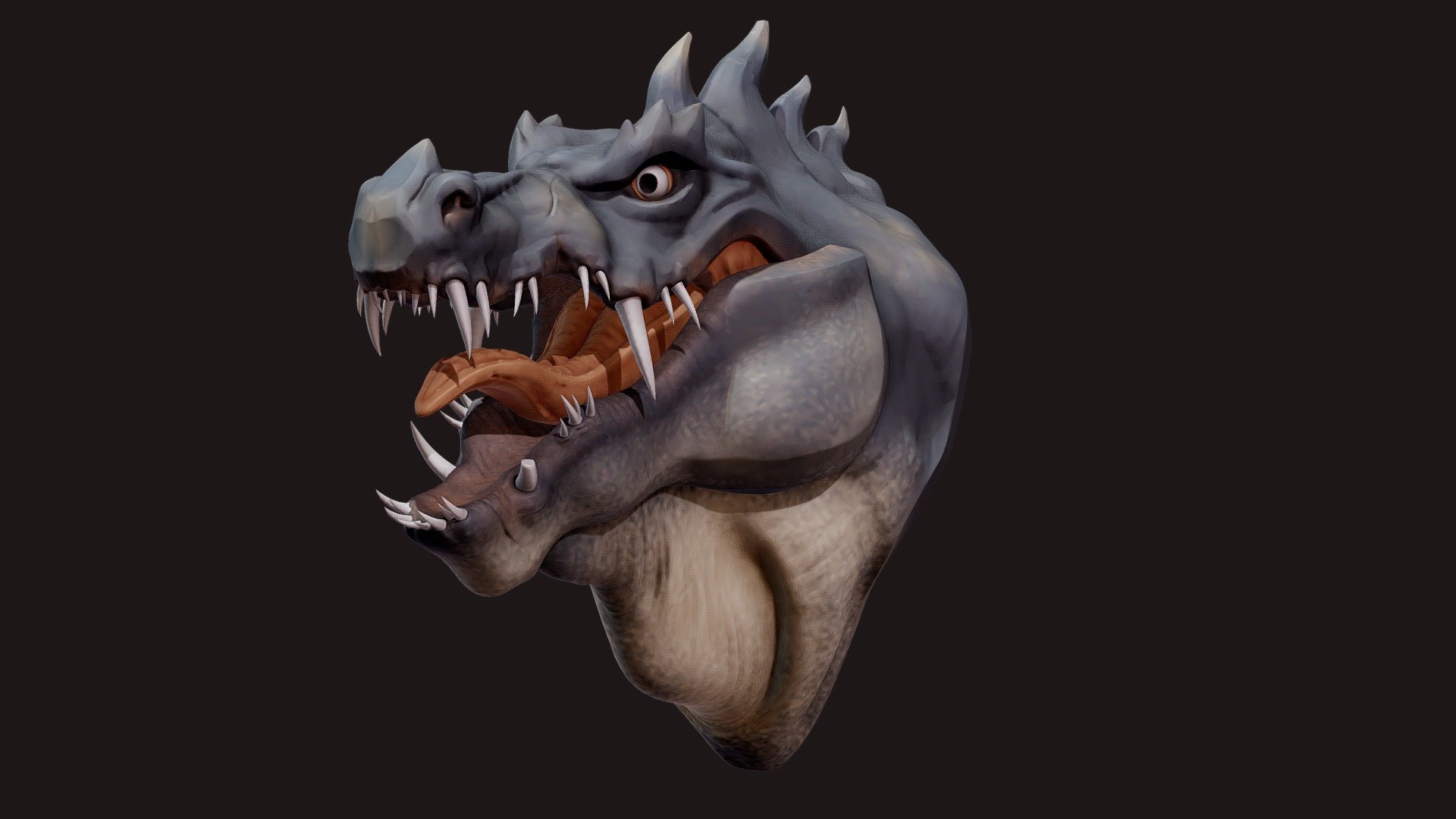 I wanted to give him personality and I am happy with the result.
I may add the body later, but for now i will focus on the head. 
Still need to detail him, texture properly and retopo.
Any critiques are welcome! - Dragon bust - Wip - 3D model by Sonia Mendoza (@sonia.zagan) 3d model