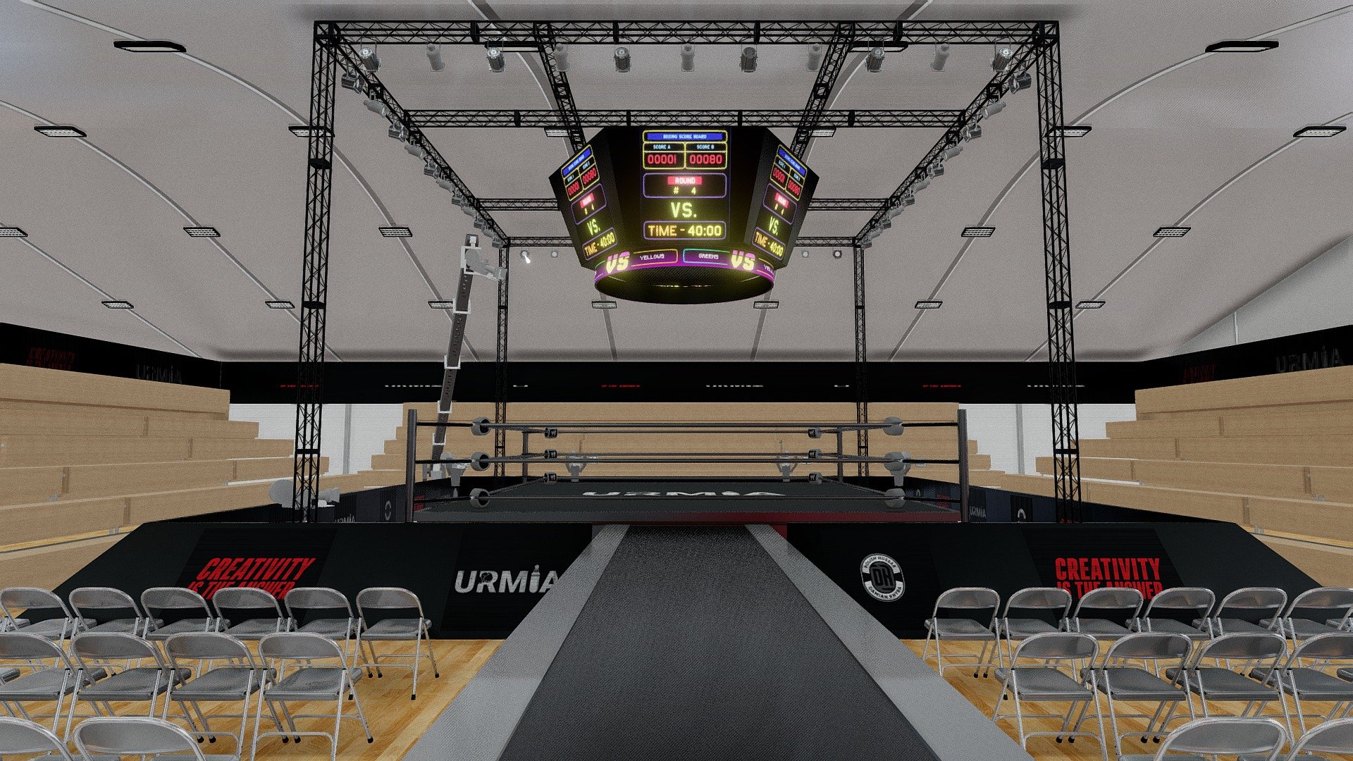 Jack: I went to a boxing match at the sports stadium 3d model