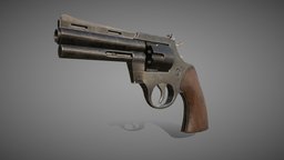 Revolver Magnum 380/9mm prop, metal, digital3d, substancepainter, substance, weapon, maya, gameart, gameasset, shotgun, wood, gun