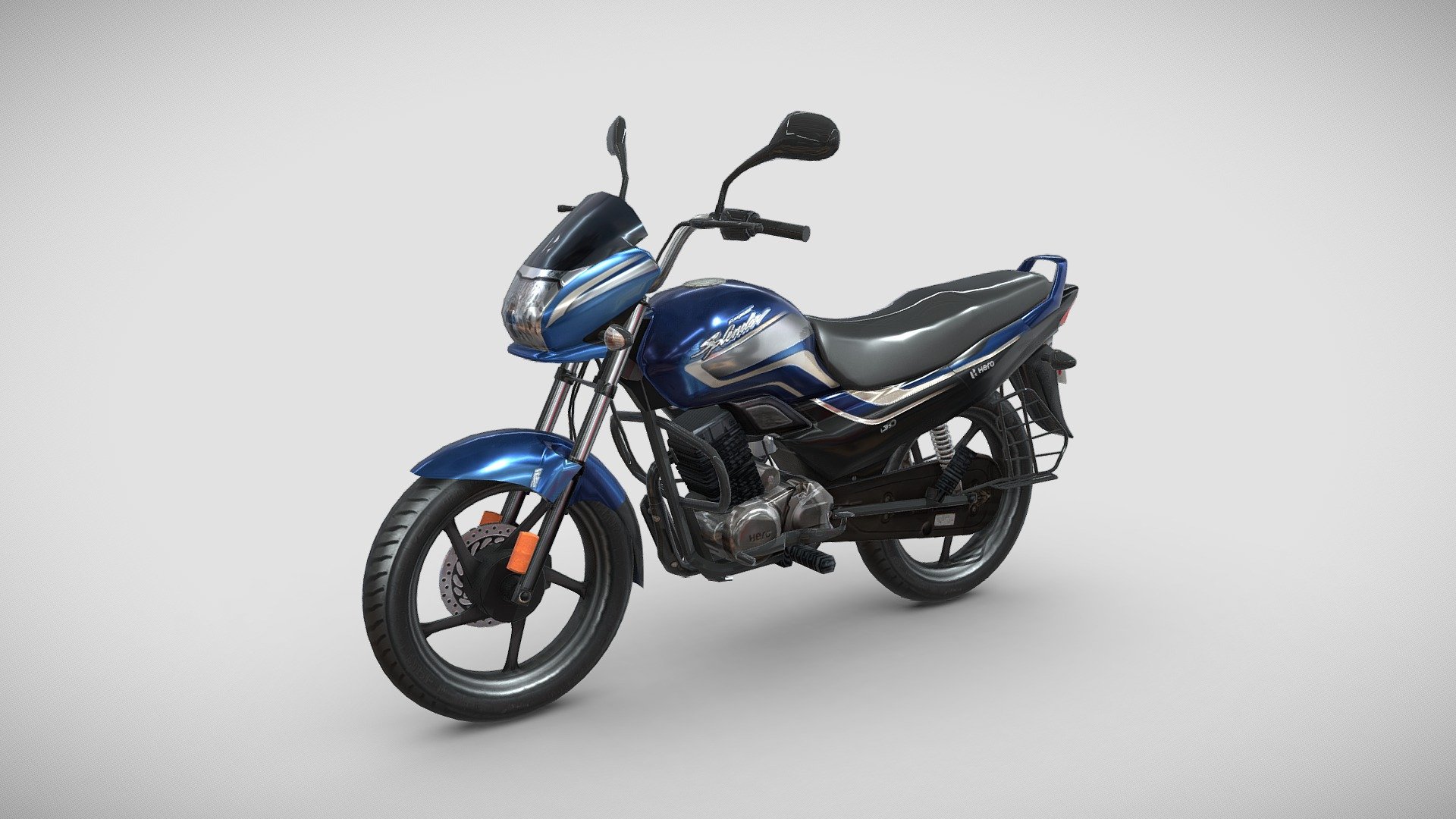 Introducing the Hero Super Splendor 3D model.
The Hero Super Splendor is a popular commuter motorcycle manufactured by Hero MotoCorp, an Indian motorcycle company.
Model Type: Polygonal
Polygons: 17,054
Vertices: 17,20
Formats available: Maya ASCII 2018, Maya Binary 2018, FBX , OBJ
Textures: Color, Normal, Height, Metallic, Roughness, and Opacity maps
Texture Resolution: 4096 x 4096 pixels
Due to its moderate polygon count, the model strikes a balance between detail and performance, making it suitable for use in a wide range of applications.
The model is compatible with a variety of 3D software and can be easily integrated into different platforms.
So, it's the perfect addition to your collection.
I plan on making more bikes in the future.

Hope you like it! - Hero Super Splendor - Buy Royalty Free 3D model by Bhavik_Suthar 3d model