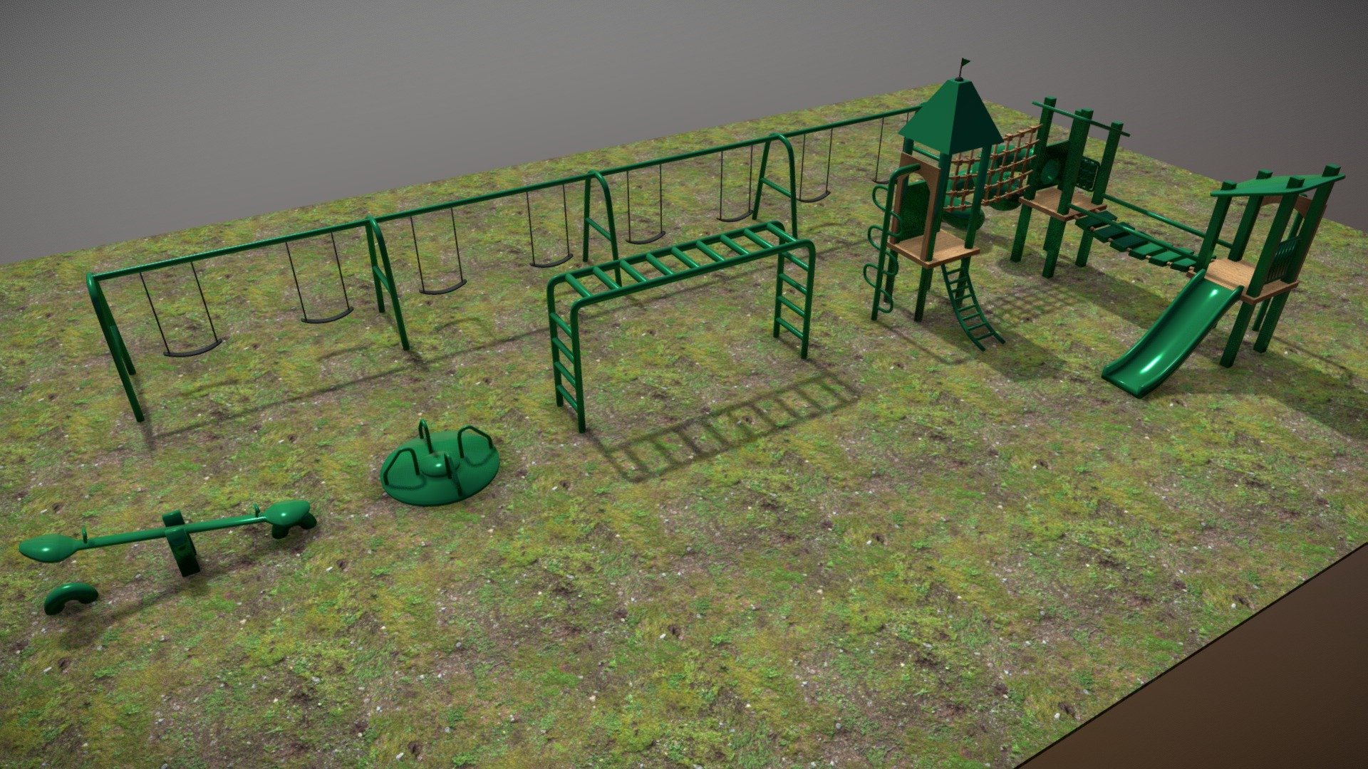 A playground modeled and textured in Blender. Can be used easily as a Game Prop/Asset 3d model