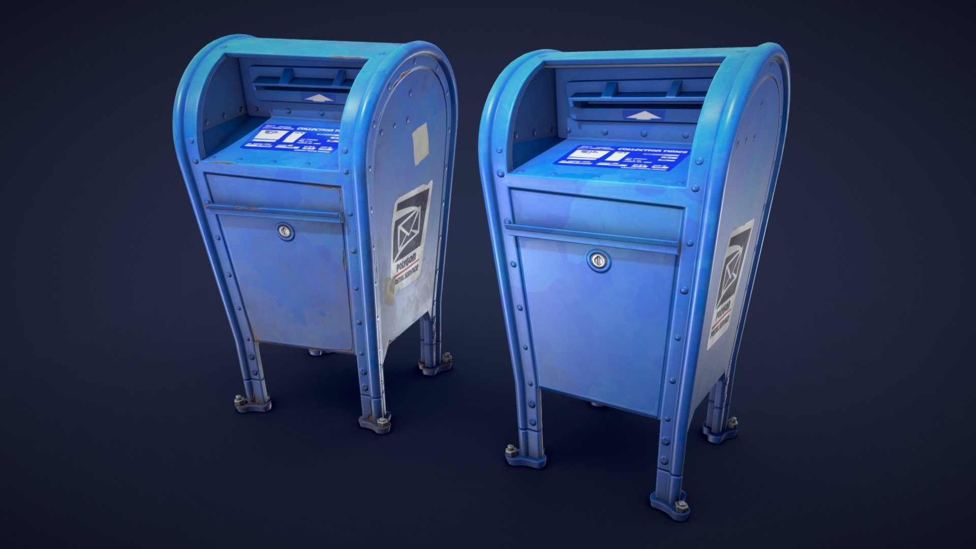 This stylized mailbox model pack is featuring two different models and textures: clean and dirty.
Whether you want to create a modern urban city scene or a post-apocalyptic wasteland, this stylized mailbox model will add some personality and detail to your project. 

Model information:




Optimized low-poly assets for real-time usage.

2K and 4K textures for the assets are included.

2 variation textures are included (clean and dirty).

Optimized and clean UV mapping.

Compatible with Unreal Engine, Unity and similar engines.

All assets are included in a separate file as well.
 - Stylized Mailbox - Low Poly - Buy Royalty Free 3D model by Lars Korden (@Lark.Art) 3d model