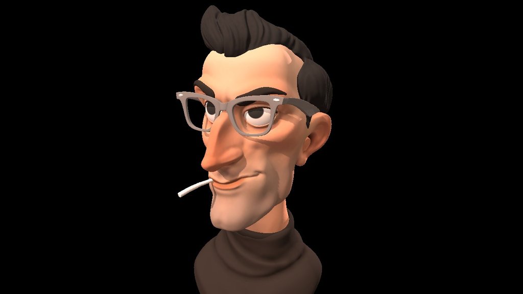 A bust based on my illustration of French director Jean-Luc Godard 3d model