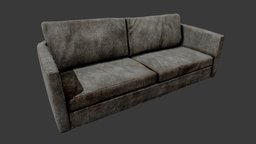Old Dirty Couch 02 Dark Grey sofa, abandoned, couch, apocalyptic, grey, post-apocalyptic, furniture, dirty, postapocalyptic, old, destroyed, furnitures, stains, substancepainter, substance, dark, black